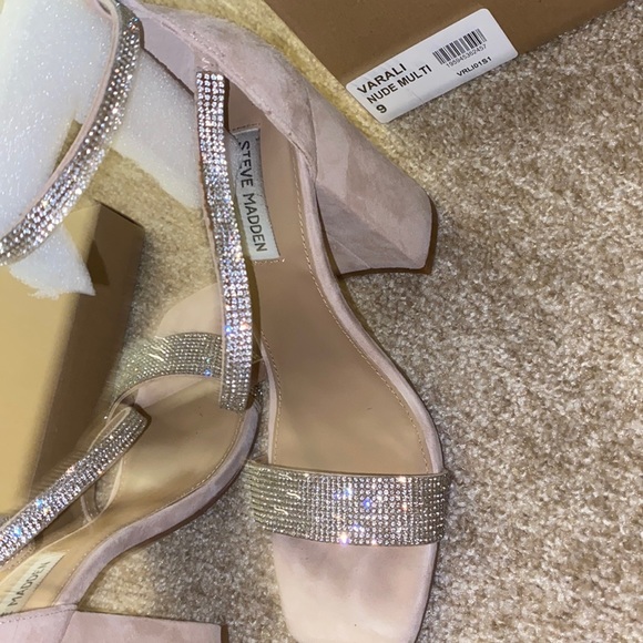 Steve madden chunky open toe nude heels size 9 - Picture 3 of 11